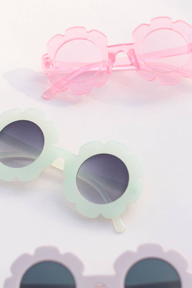 Kids Toddler Flower Sunglasses | Clear/Green