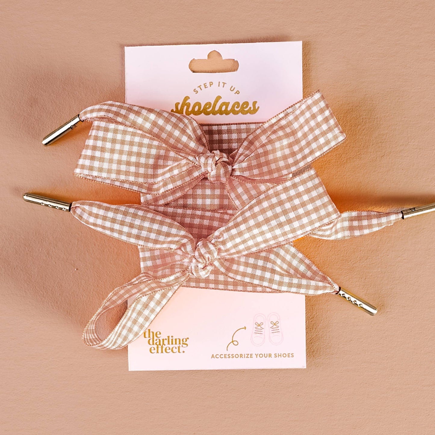 Step It Up Shoelaces | Gingham Tan