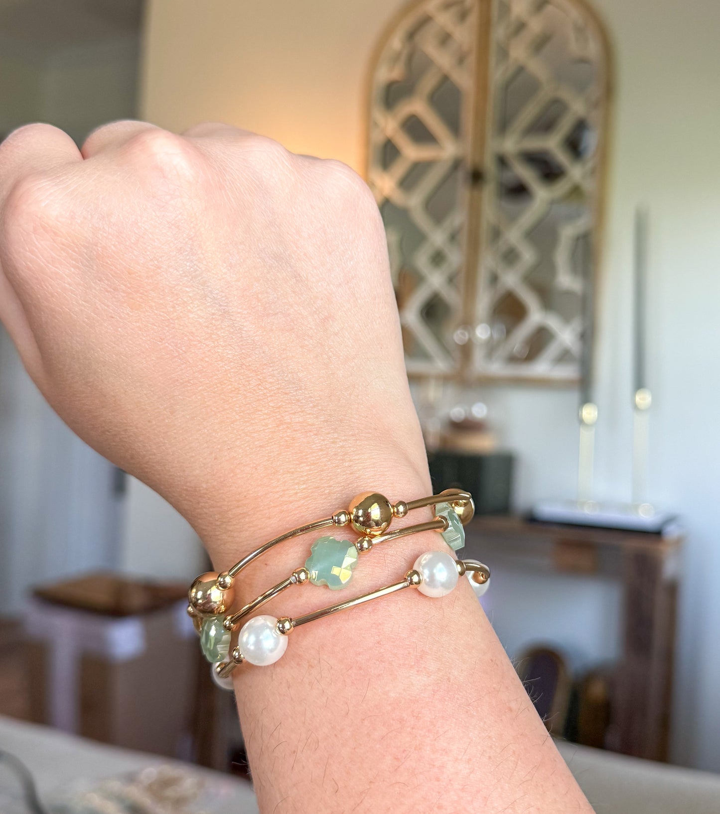 Clover & Pearl Bracelet Stack | set of 3