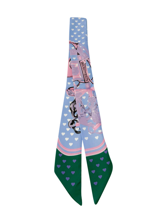 Blue & Pink Heart Scarf Necklace