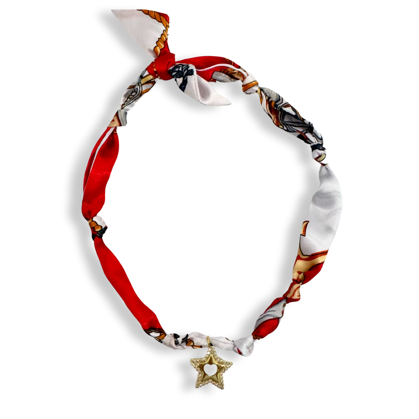 Scarf Bandana Flower Charm Necklaces | Light Pink