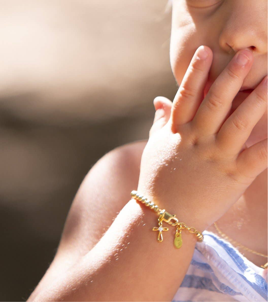 Kids 14K Gold-Plated Cross Bracelet | 1-5 Years
