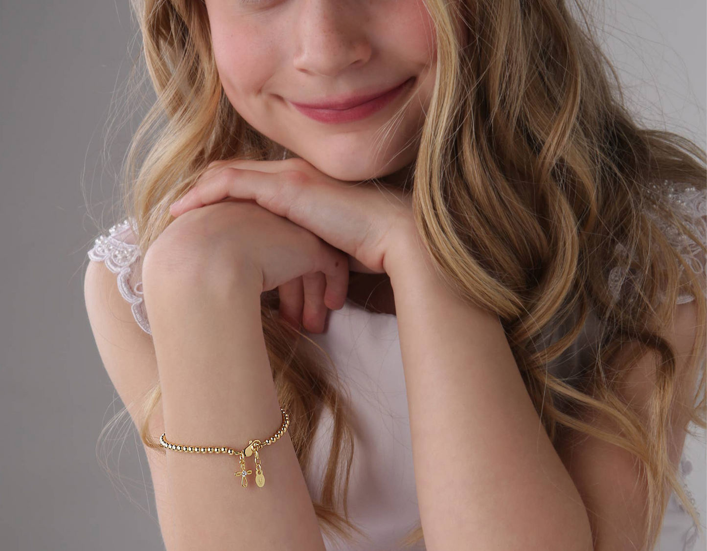 Kids 14K Gold-Plated Cross Bracelet | 1-5 Years