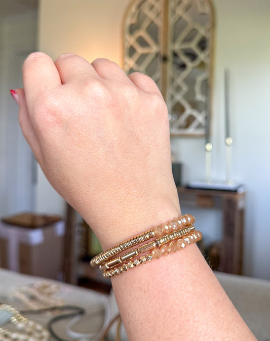 Gold & Glass Bead Bracelet Stack