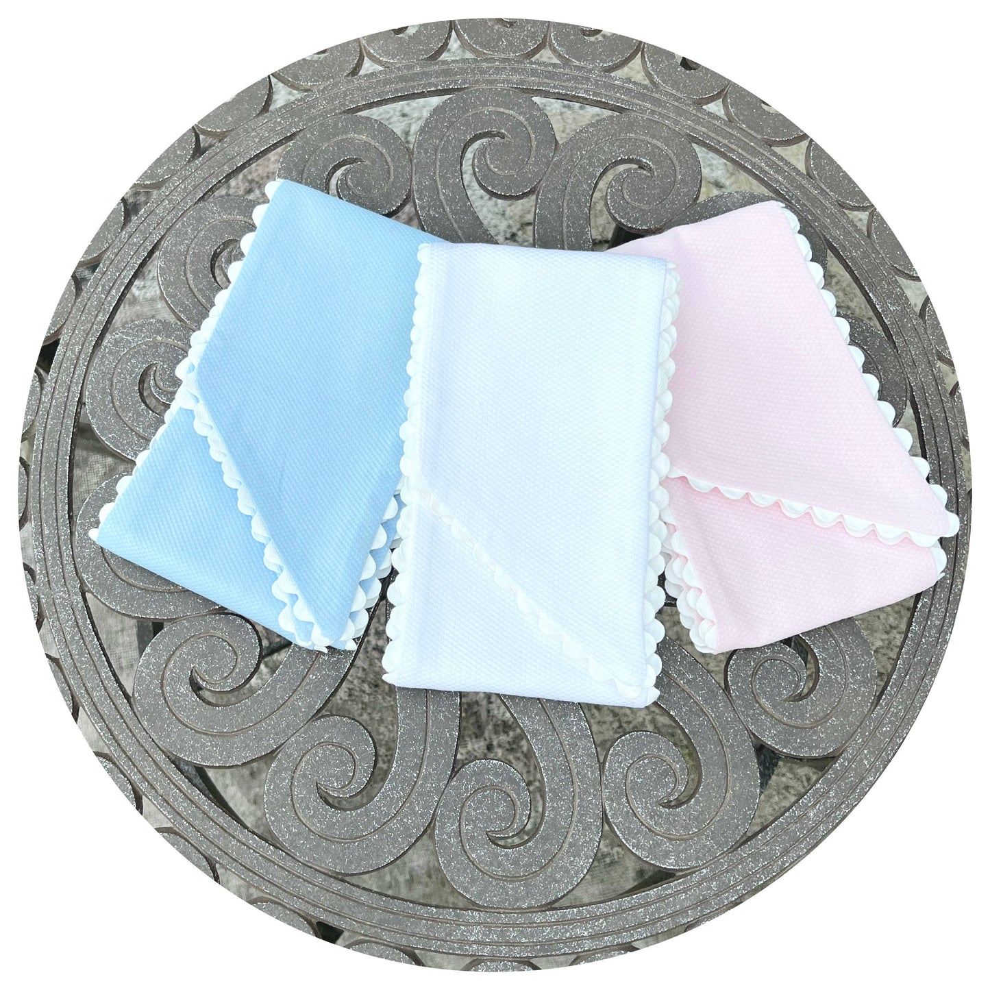 Pink Cotton Pique Sash with Ivory Trim