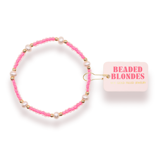 Hot Pink Pearl Bracelet | Standard 6.75"