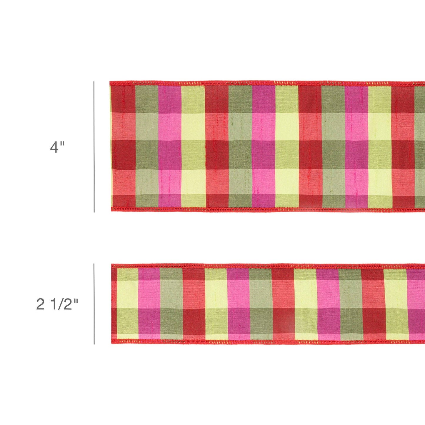 2.5" Wired Ribbon | Green/Pink/Red Check