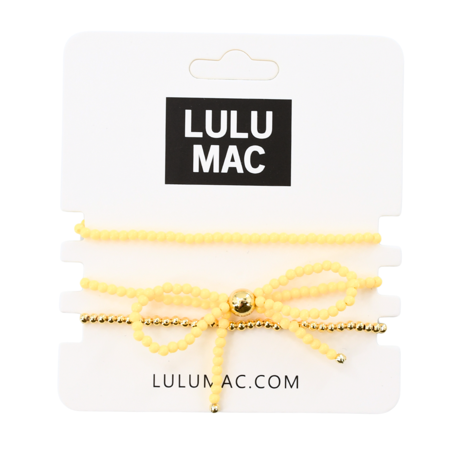 Bow Beaded Bracelet Set | Yellow/Gold