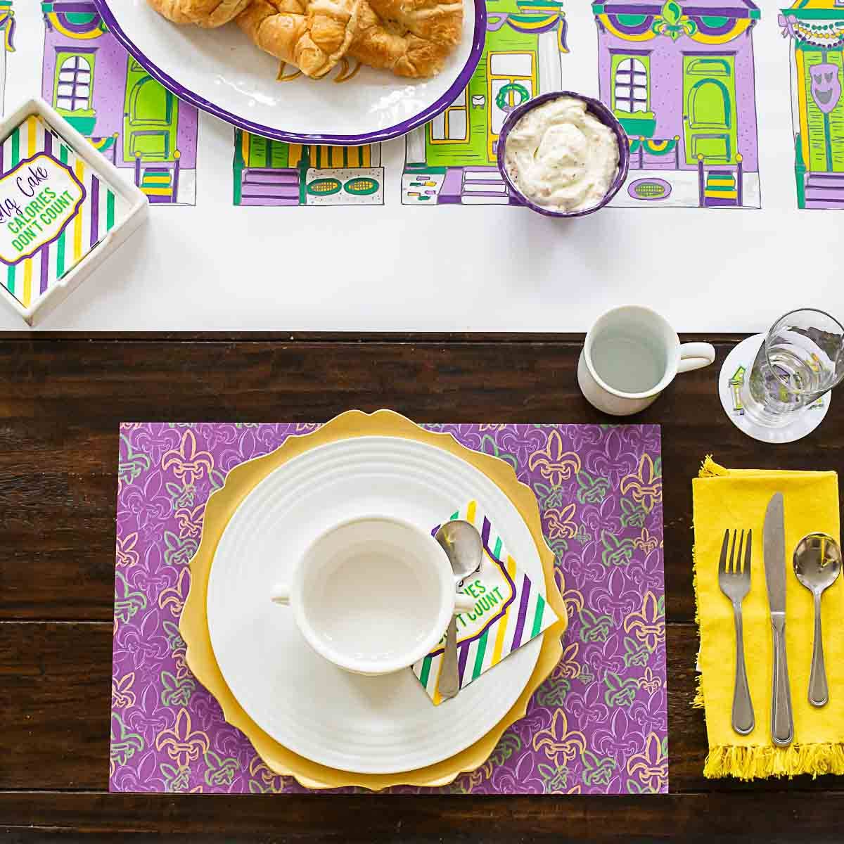 Mardi Gras Parade Houses Paper Table Runner