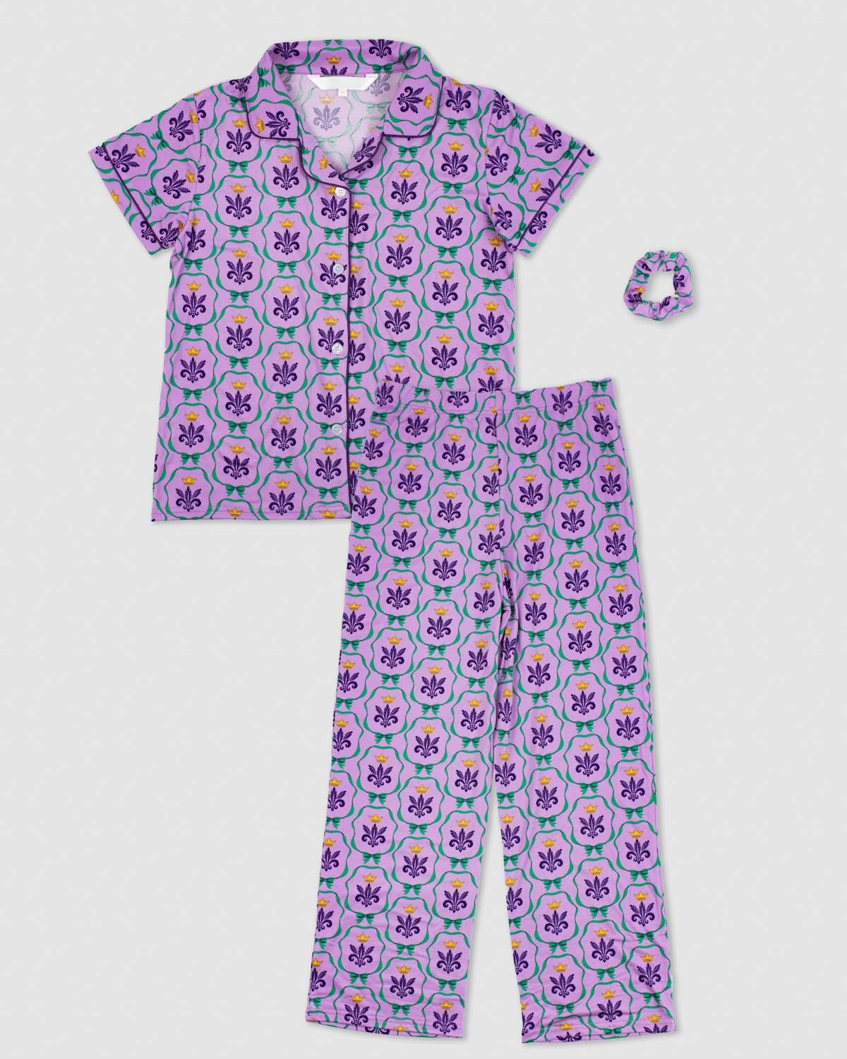 Girl's Mardi Gras Bow Pajama Set