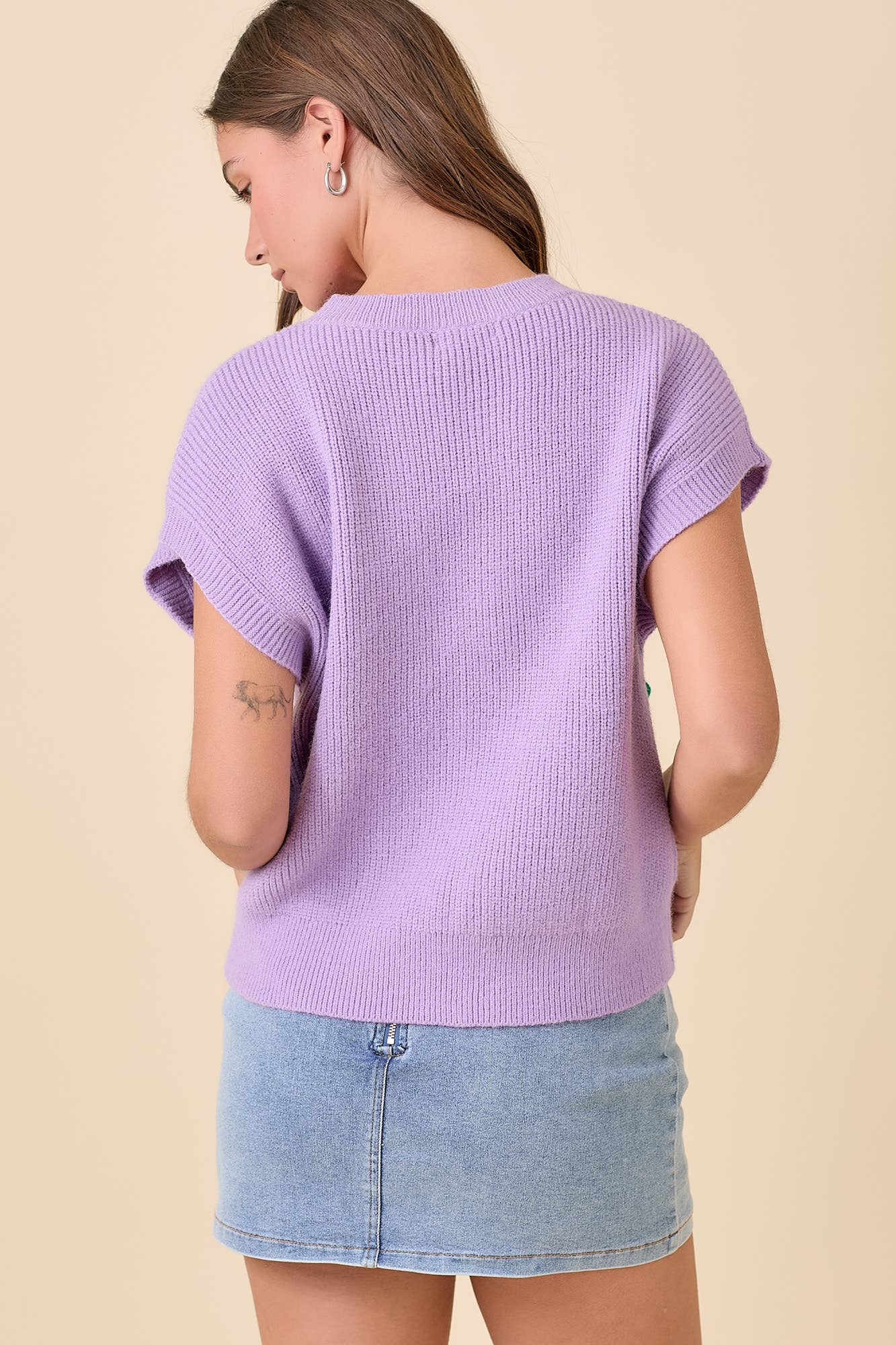 Mardi Gras Ribbon Bow Knit Top | Purple/Large
