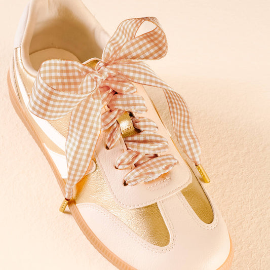 Step It Up Shoelaces | Gingham Tan