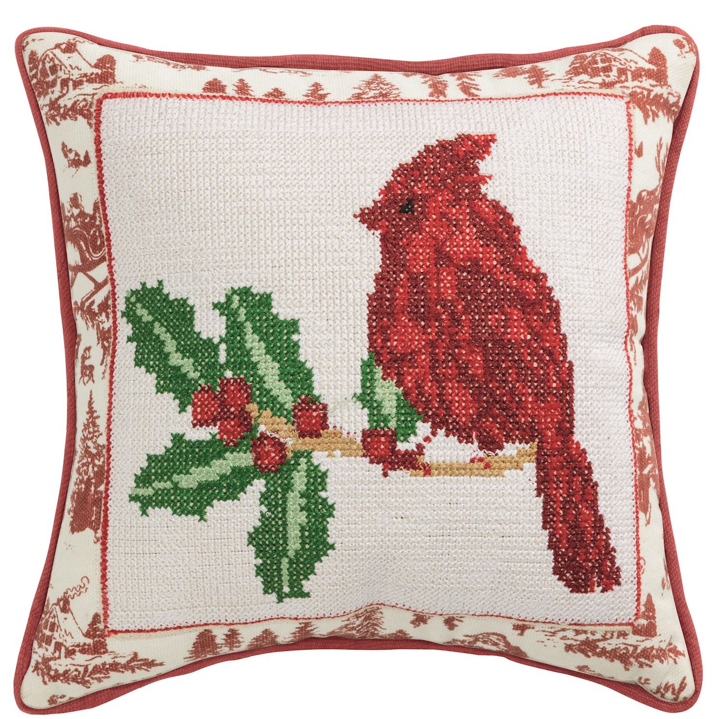 Cardinal Needlepoint Pillow