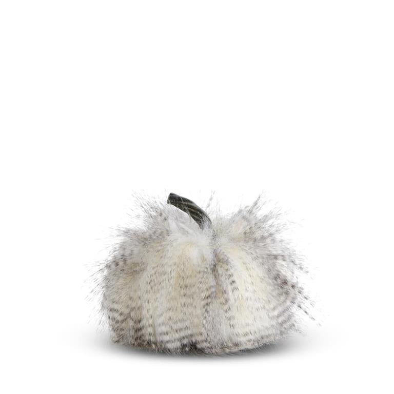 4.5" Gray Three Tone Faux Fur Pumpkin