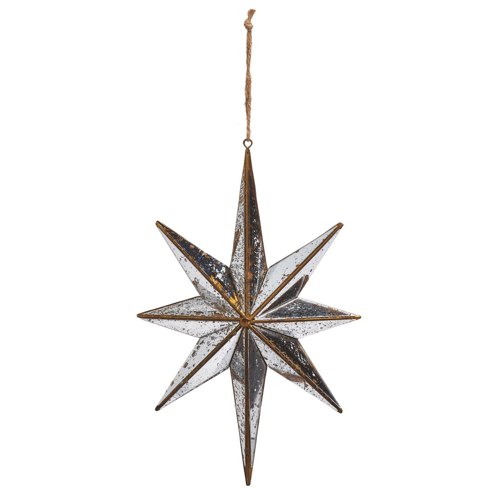 Distressed Mirrored Star Ornament | 9.75"
