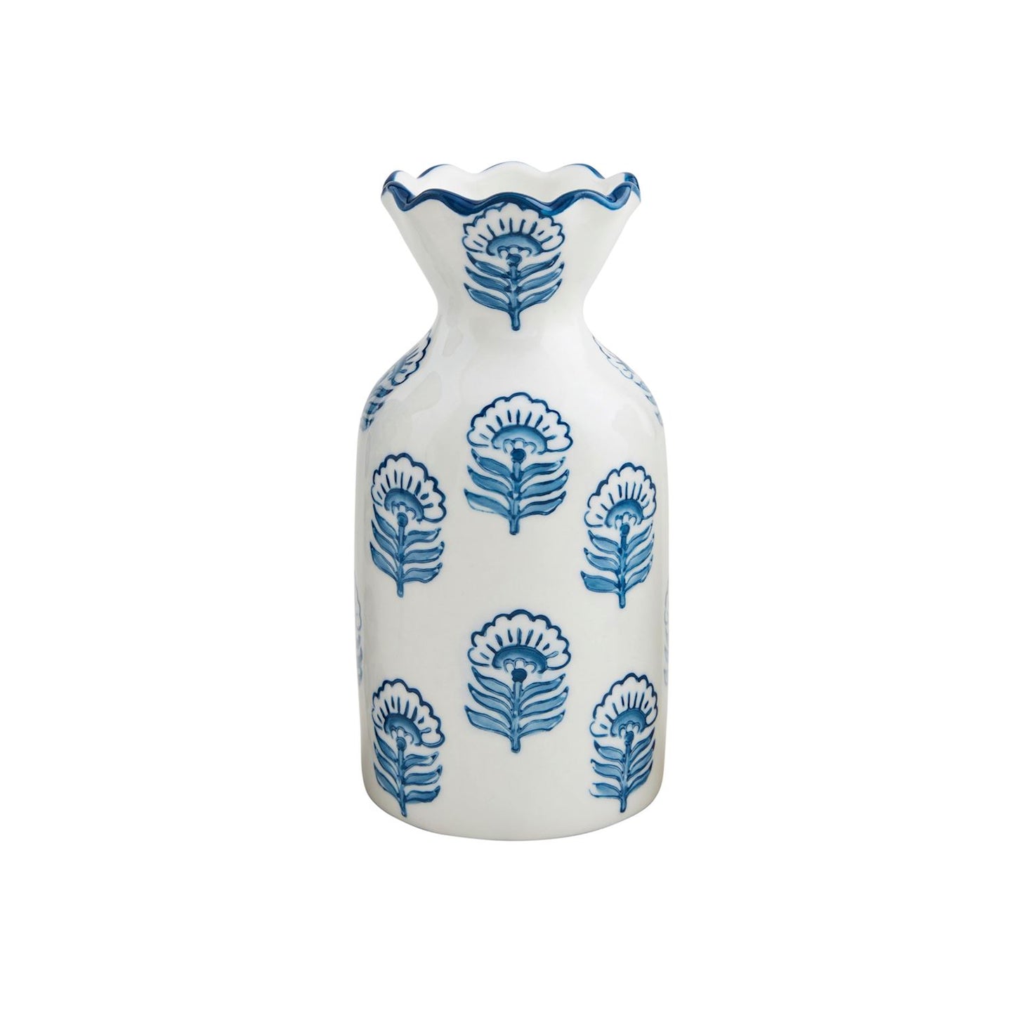 Blue Flower Print Bud Vase