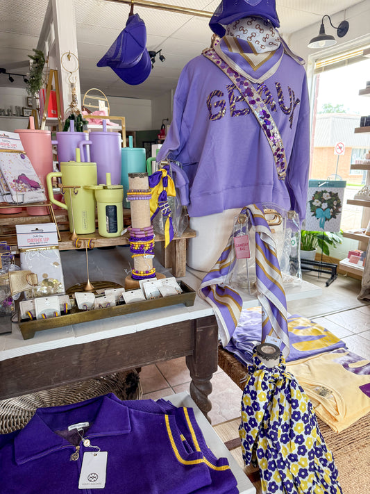 Millie Geaux Sweatshirt | Purple & gold