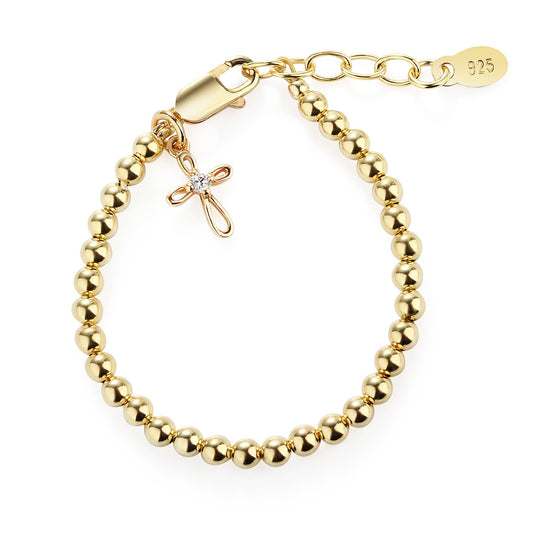 Kids 14K Gold-Plated Cross Bracelet | 1-5 Years