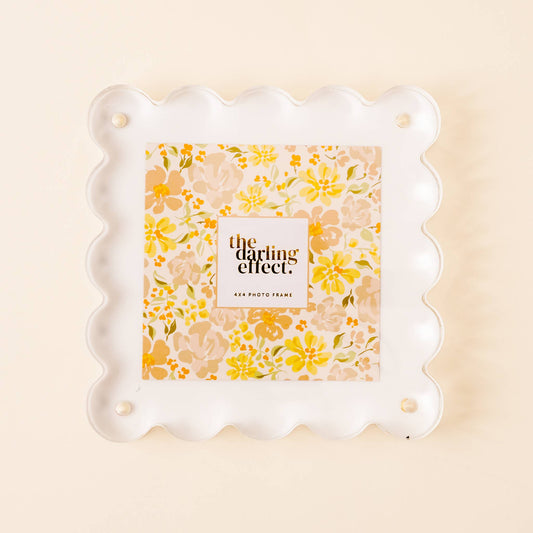 Square Scalloped Acrylic Frame | White