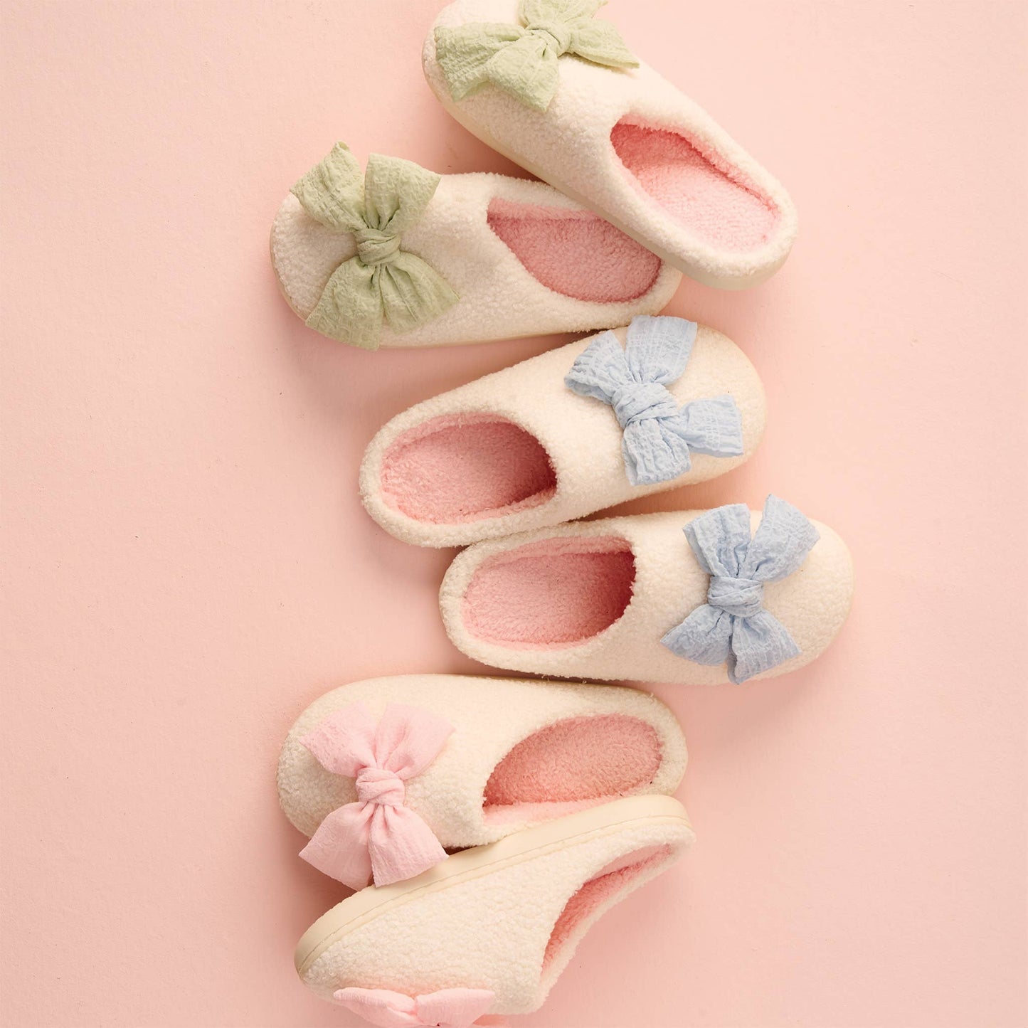 Fuzzy Slippers | Betty Bow Blush