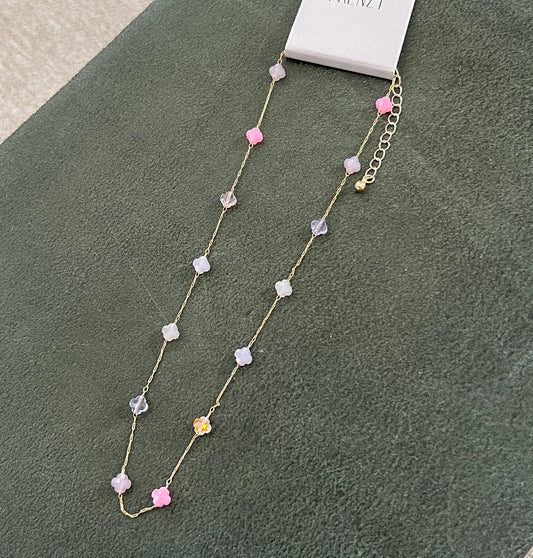 Multi Color Clover Bead Necklace
