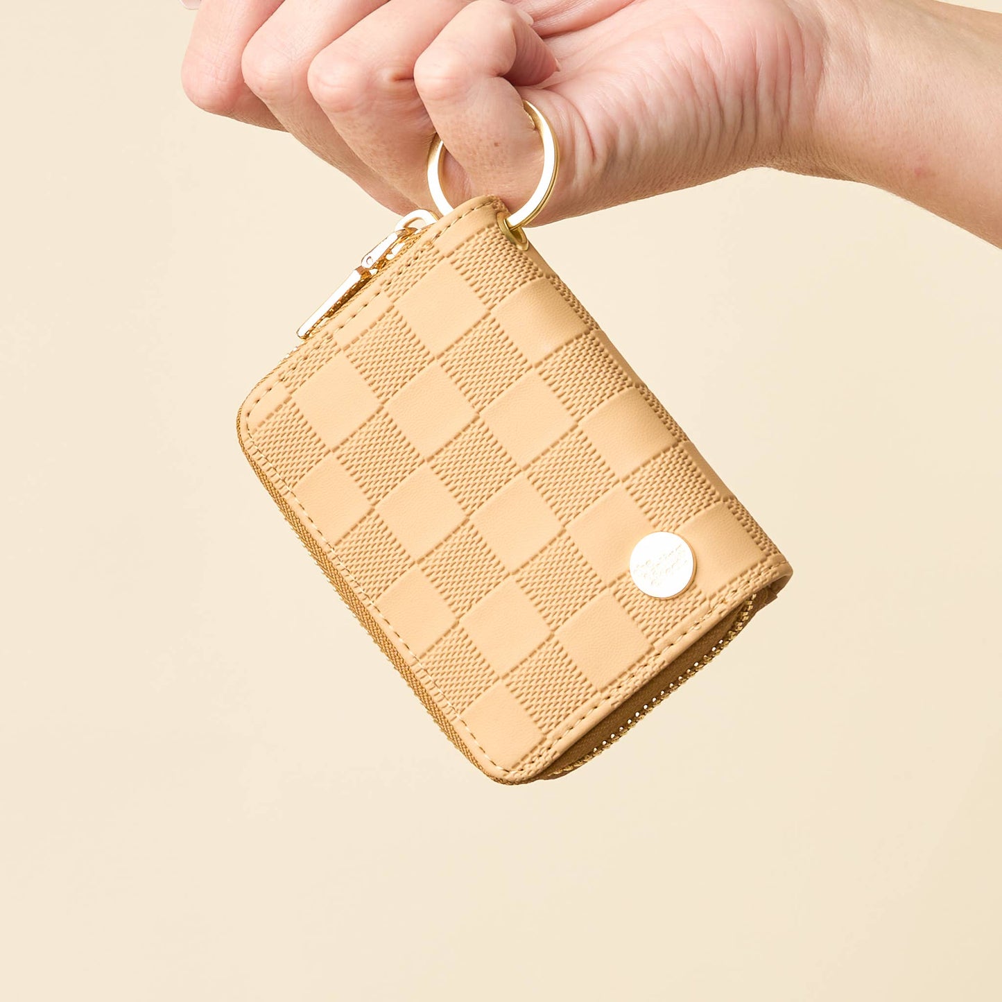 The Darling Effect - Zip Around Wallet-Tan Check