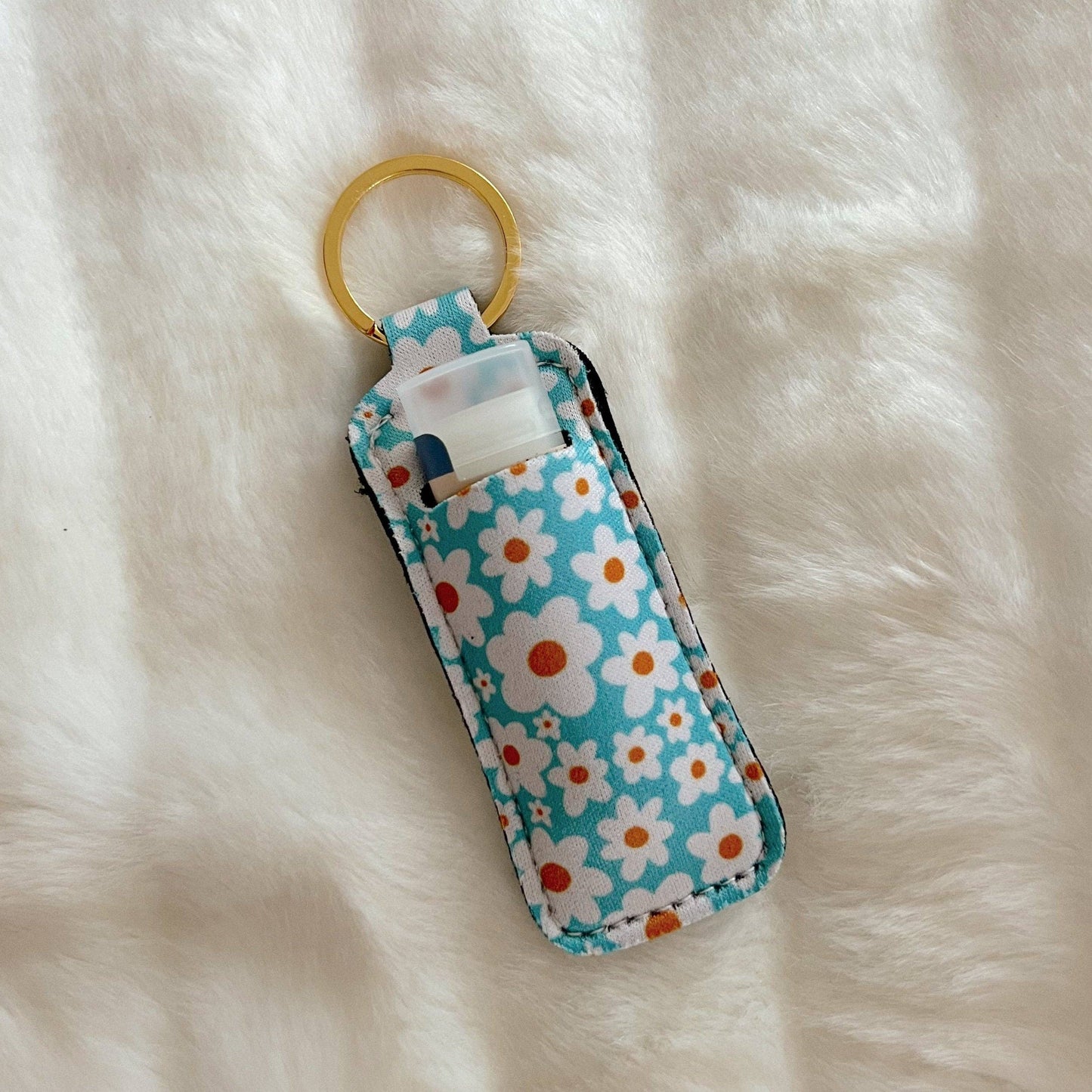 Lip Balm/Lip Stick Keychain Holder | Blue Daisy