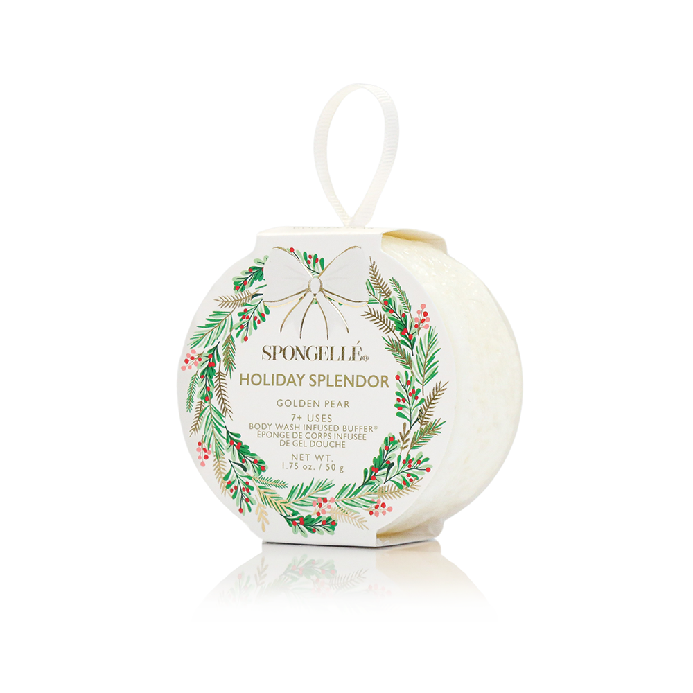 Spongellé | Holiday Splendor - Golden Pear Holiday Wreath Body Buffer