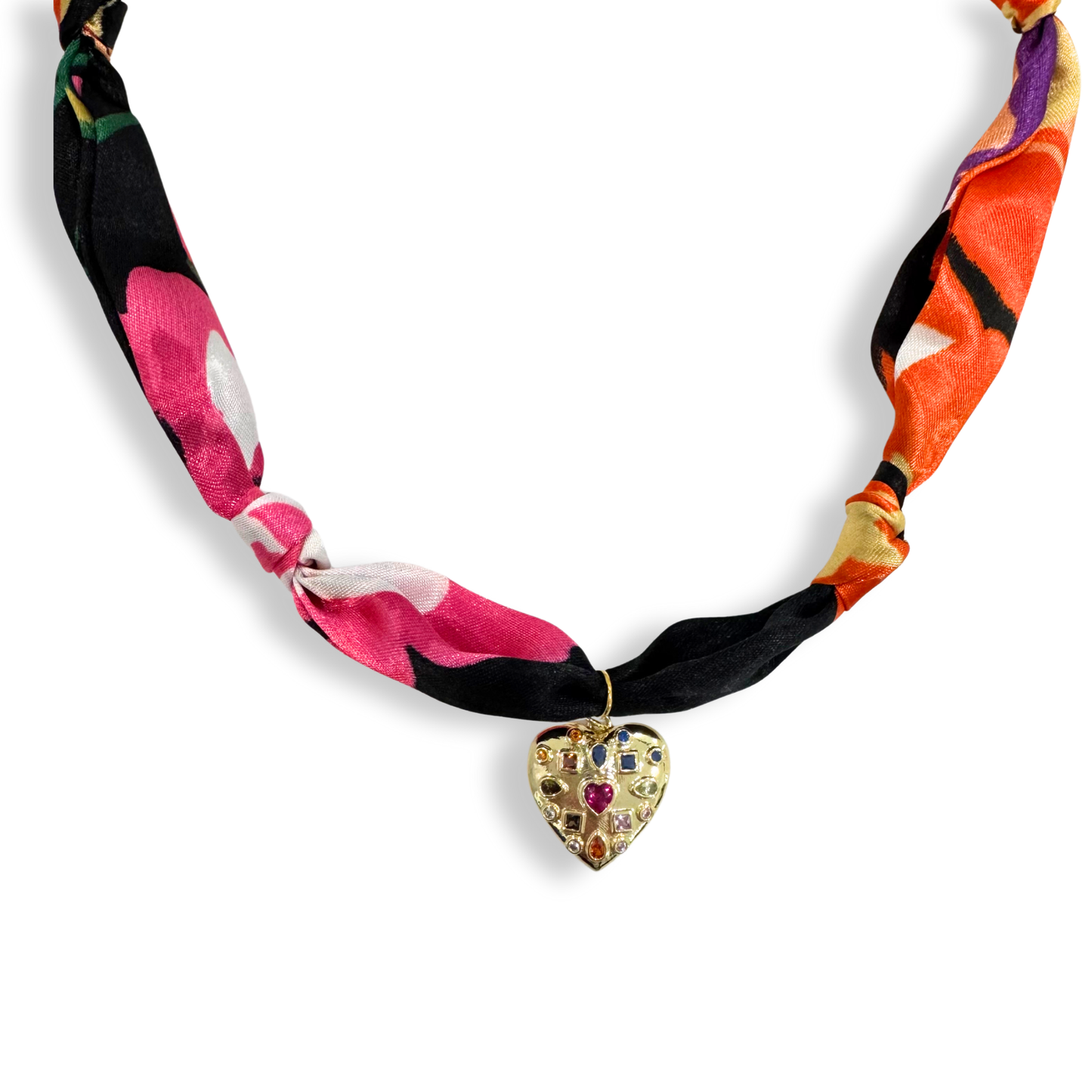 Scarf Bandana Flower Charm Necklaces | Light Pink