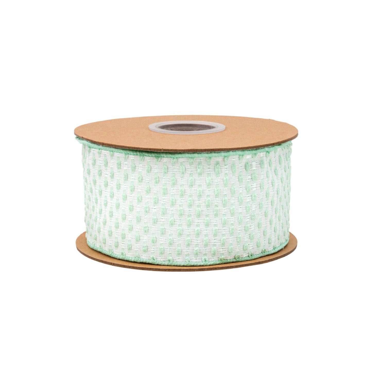 2.5" Wired Ribbon | Green/White Woven