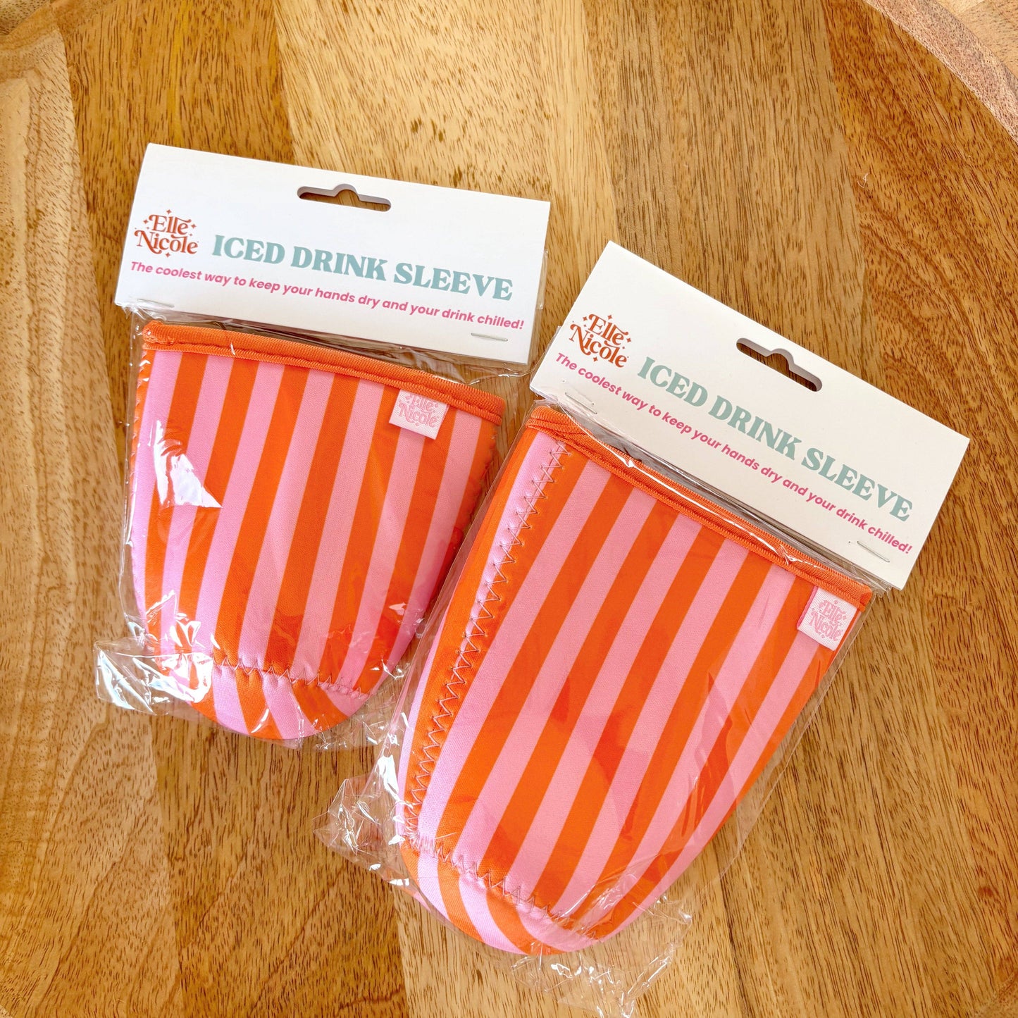 Coffee Cup Cover | Pink & Orange Stripes LARGE