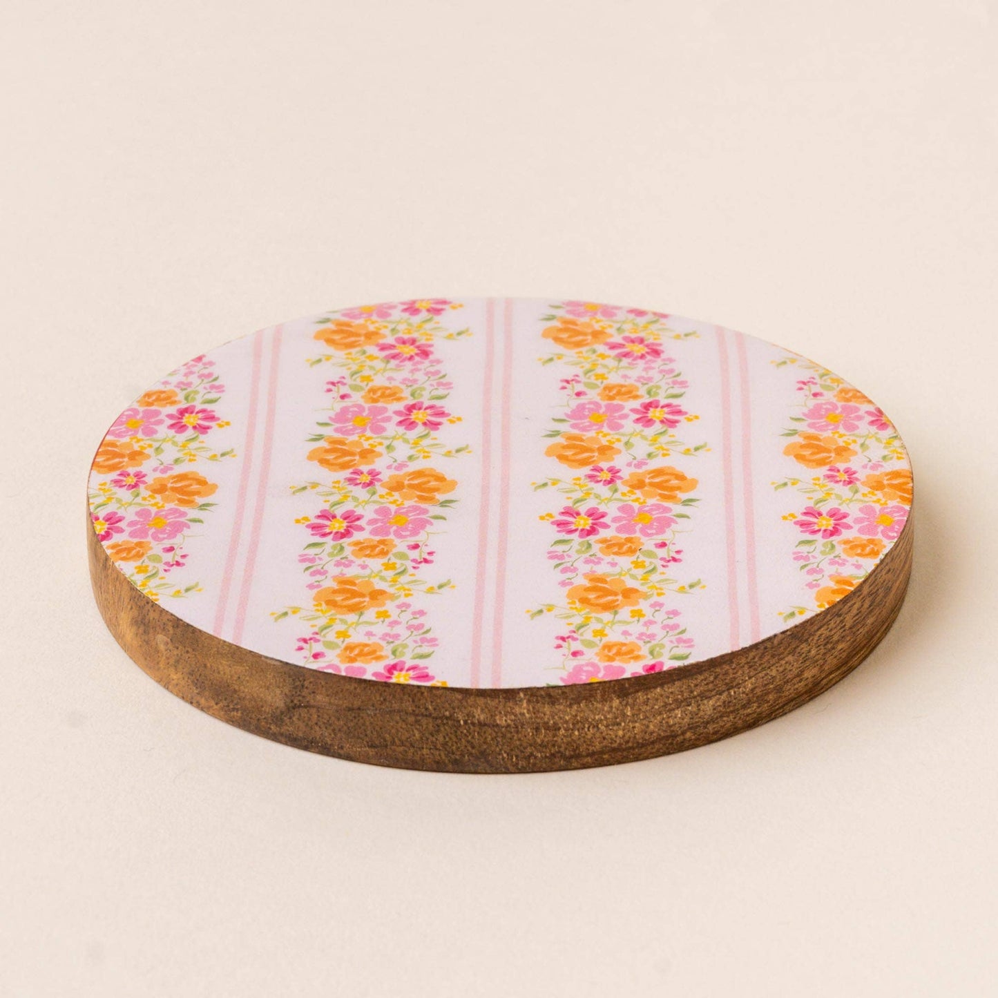 Wood Enamel Coaster | Petal Parade Pink