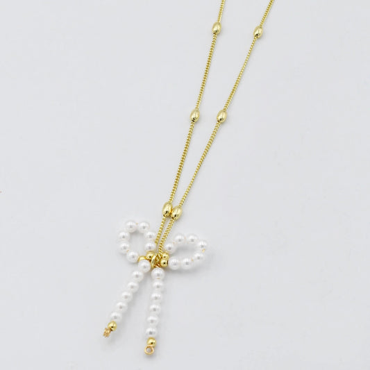 Pretty Pearl Bow Pendant Necklace