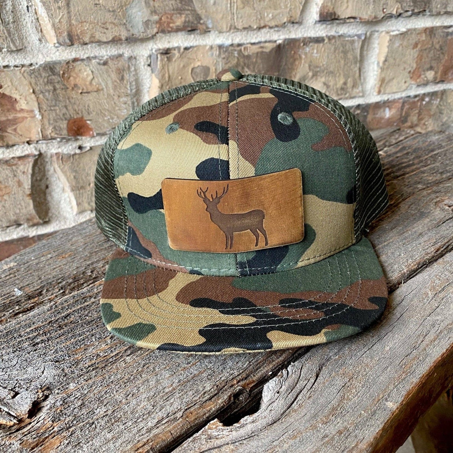 KIDS Deer Leather Patch Hat | Black