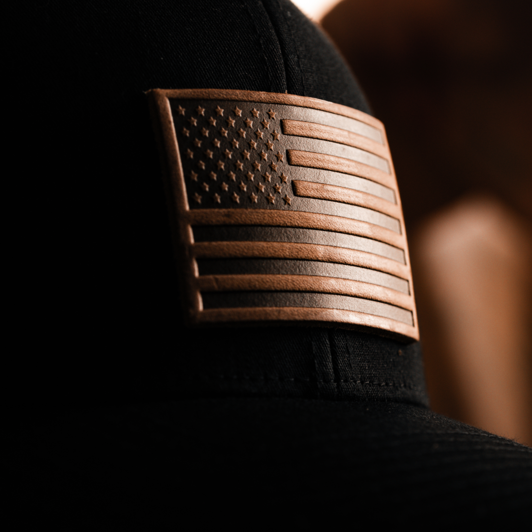 Leather Patch American Flag Hat | Charcoal