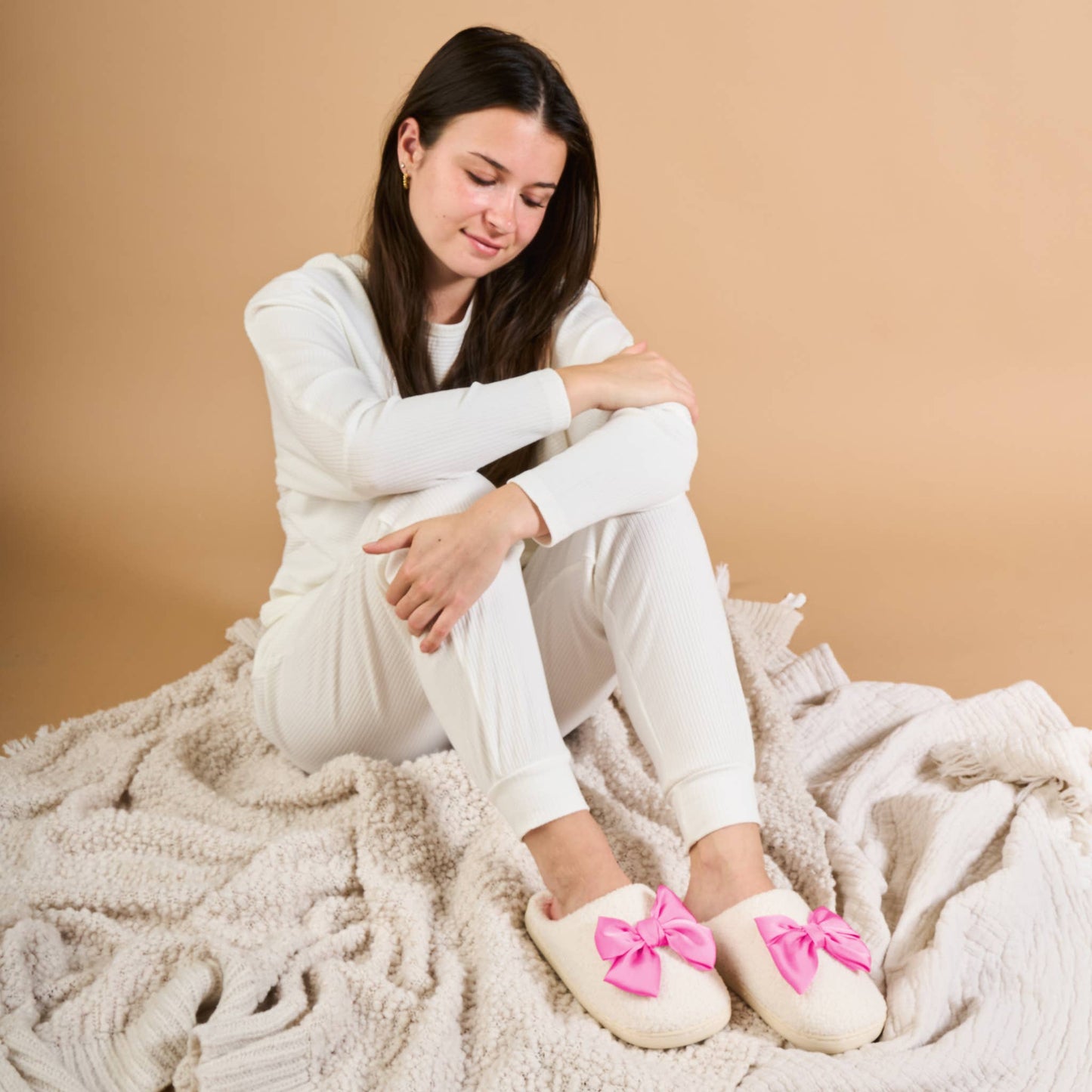 Fuzzy Slippers | Betty Bow Hot Pink