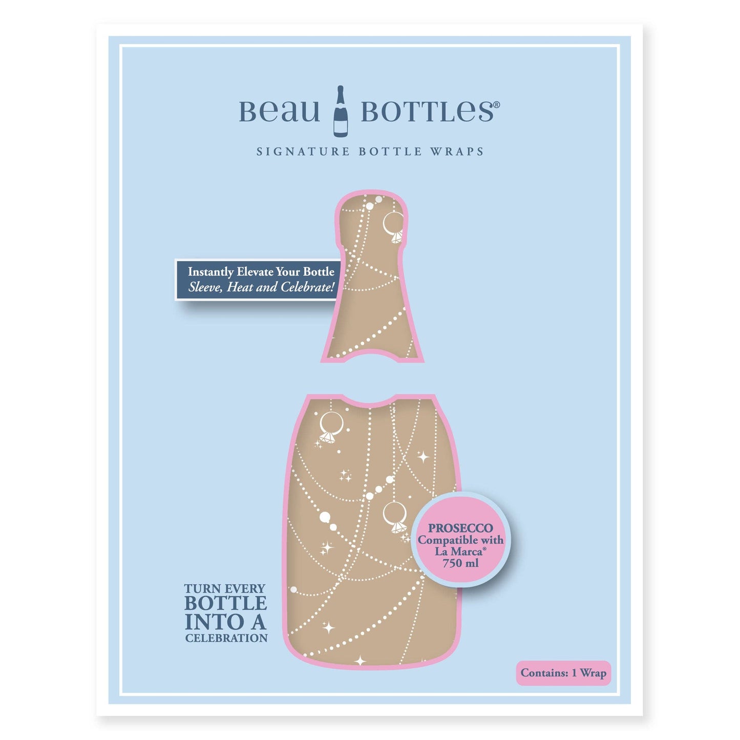 Beau Bottles Wrap | Taupe Pearls and Prosecco