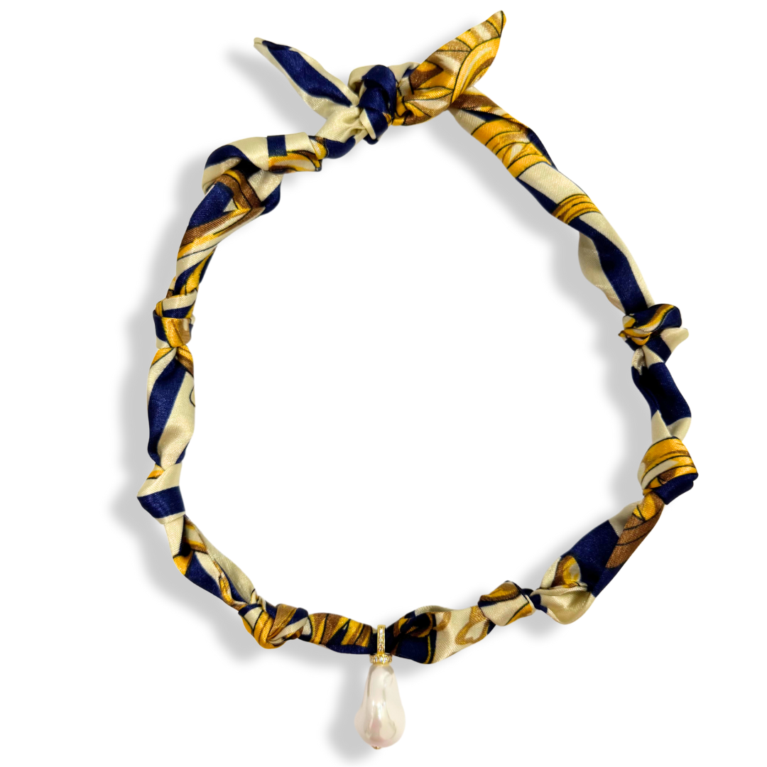 Scarf Bandana Flower Charm Necklaces | Light Pink