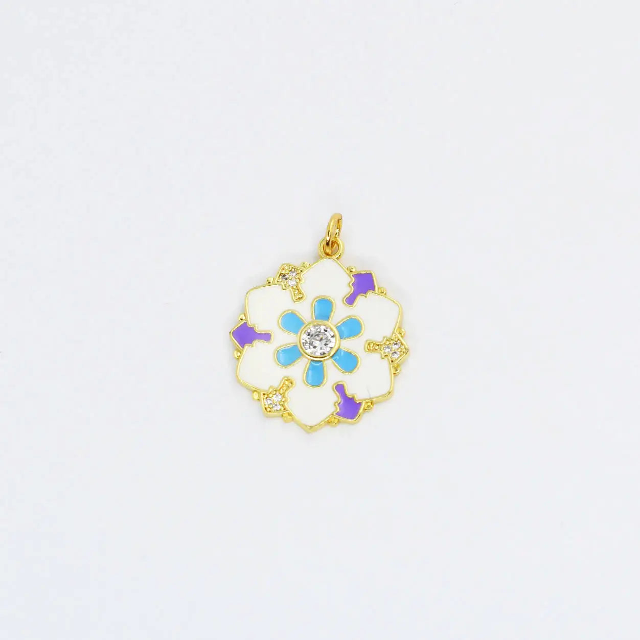 White and Blue Flower Charm