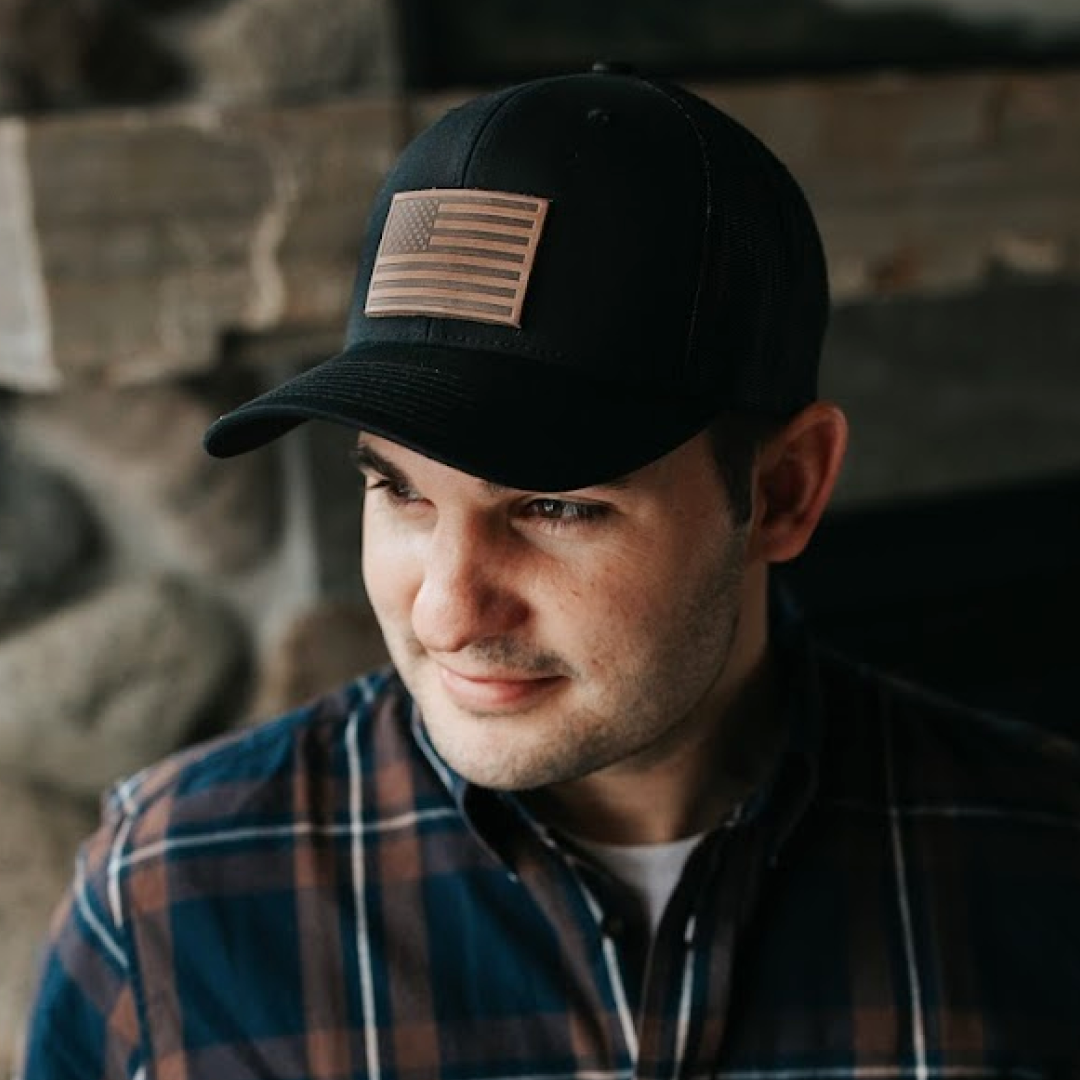 Leather Patch American Flag Hat | Charcoal