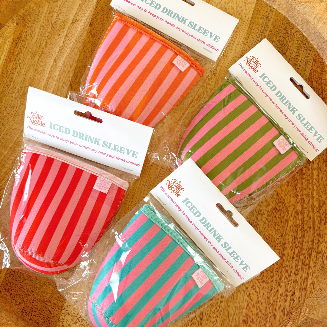 Coffee Cup Cover | Pink & Orange Stripes LARGE