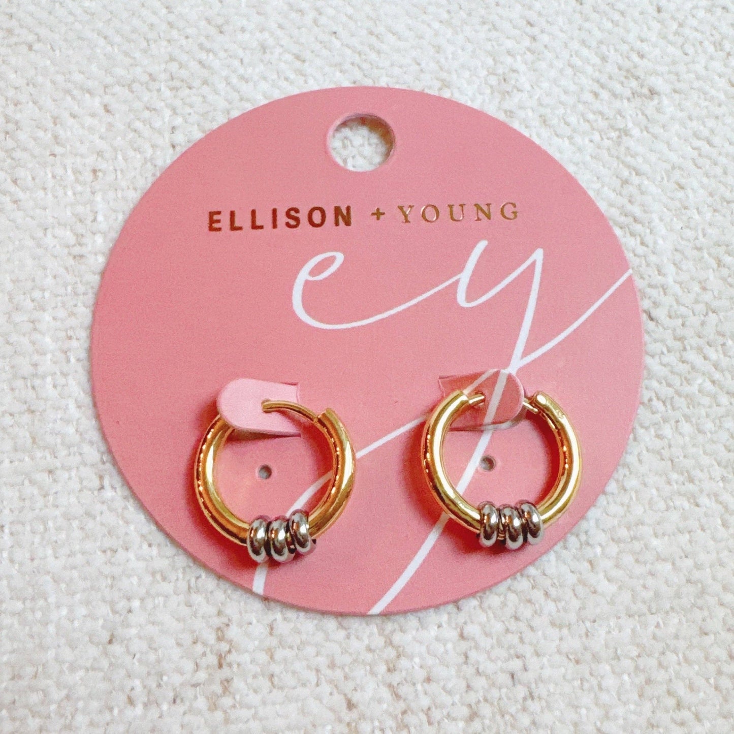 Ringed Up Two-Toned Huggie Hoop Earrings