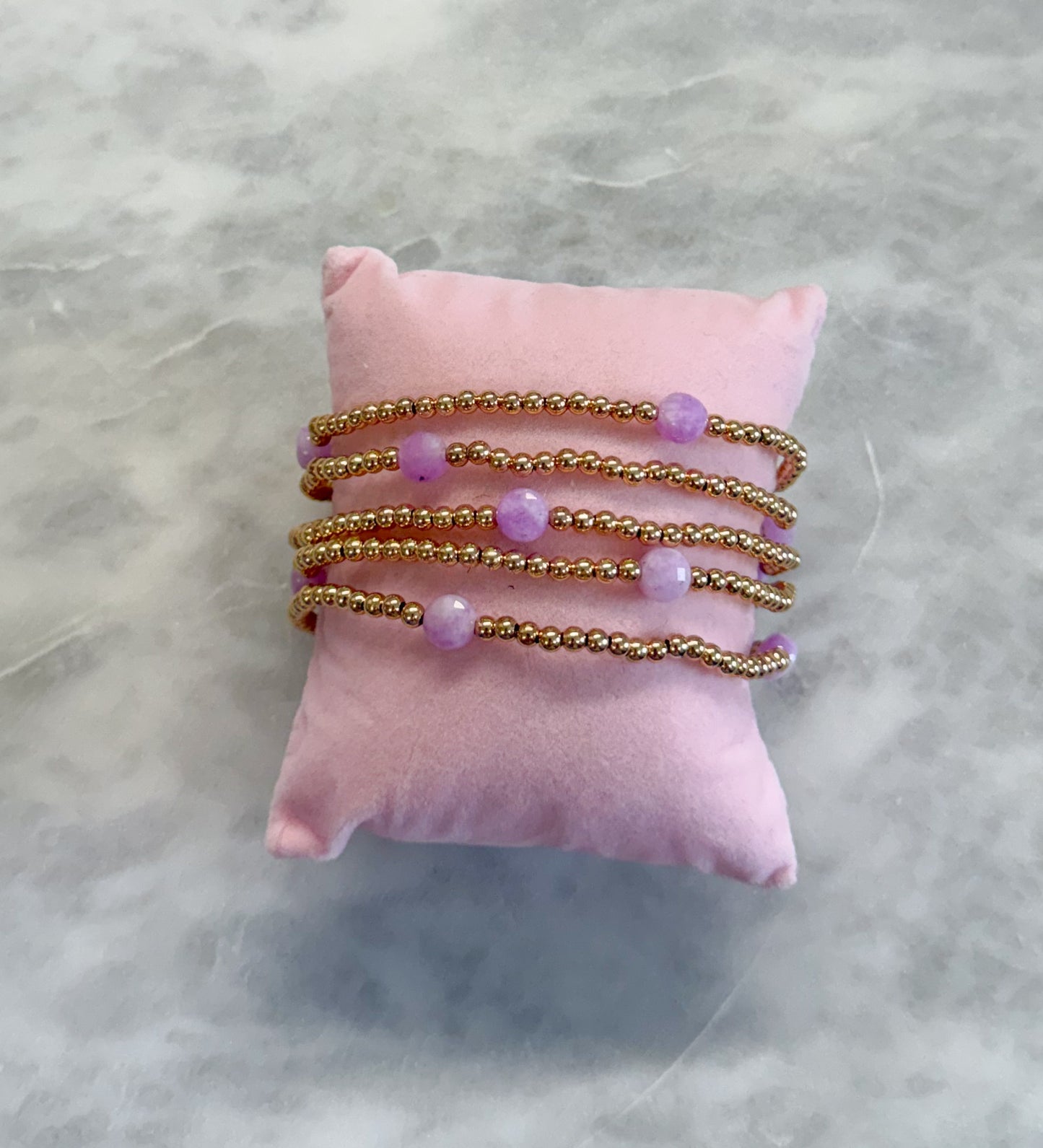 Beaded Stretch Bracelet w/ Purple beads