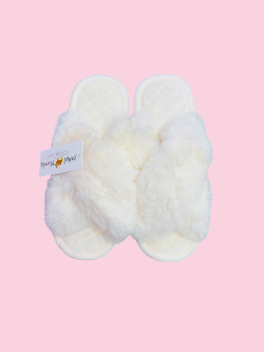 White Fuzzy Cozy Slippers