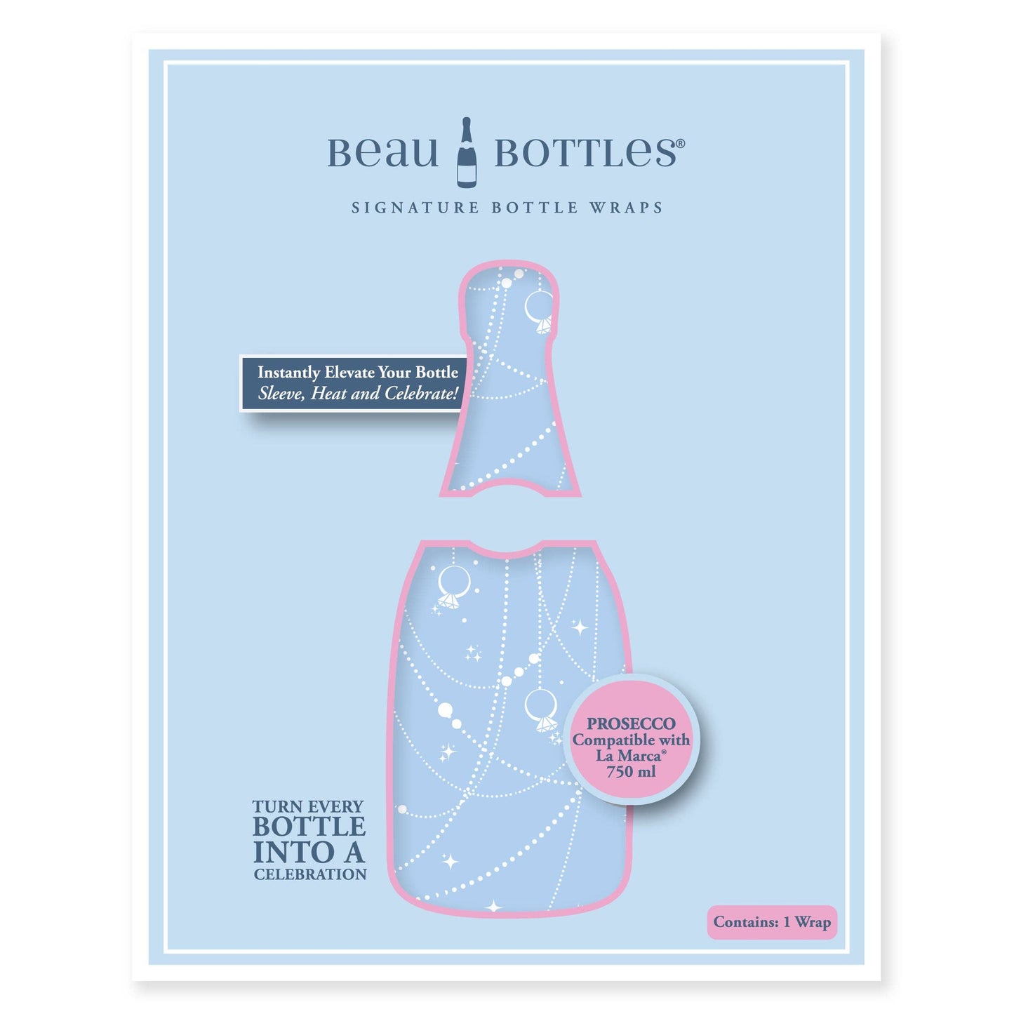 Beau Bottles Wrap | Blue Pearls and Prosecco