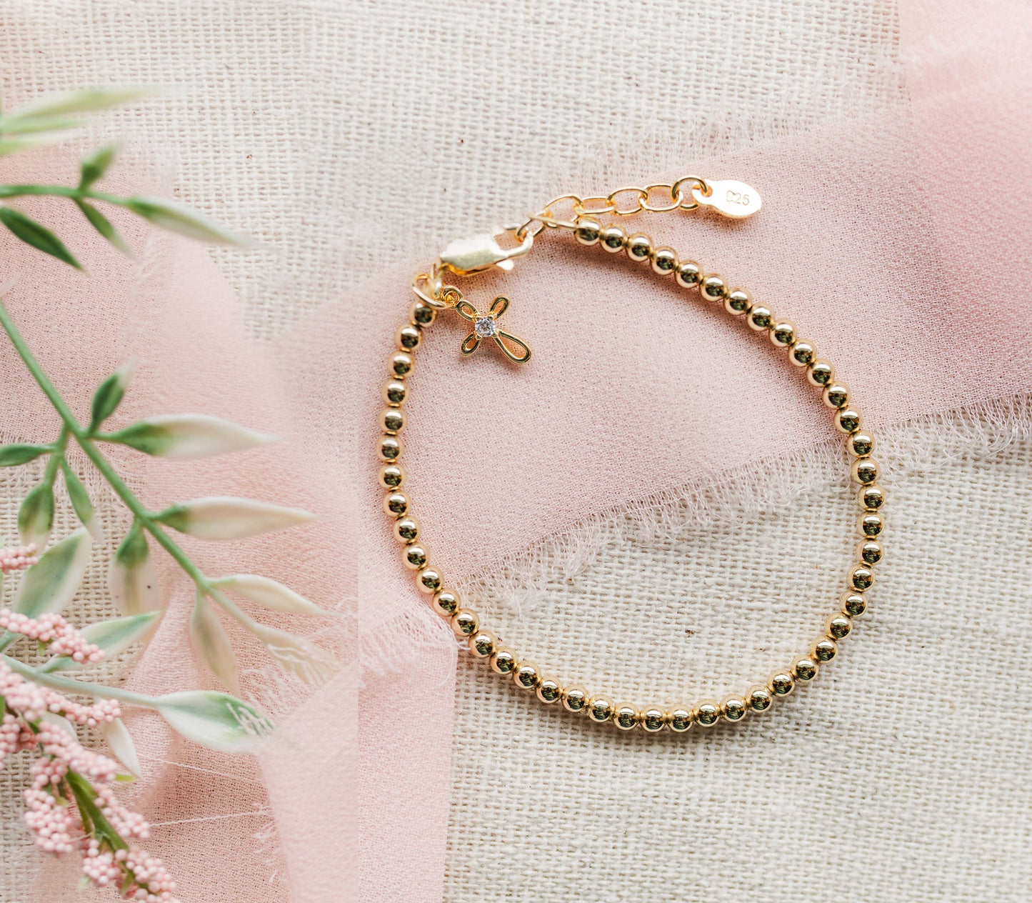 Kids 14K Gold-Plated Cross Bracelet | 1-5 Years