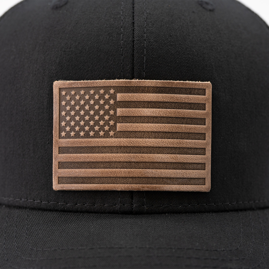 Leather Patch American Flag Hat | Charcoal