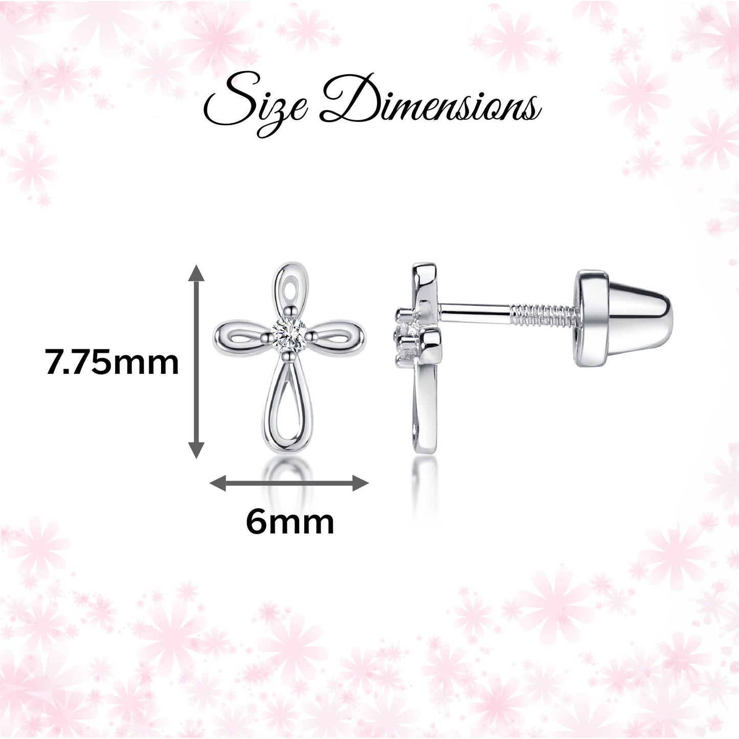 Sterling Silver Infinity Cross Earrings | Screw Back