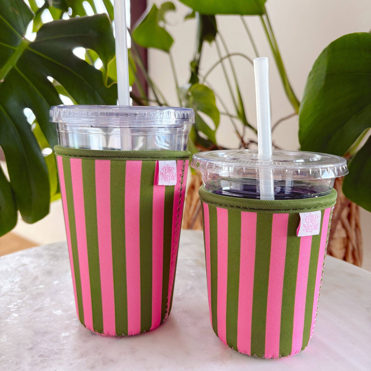 Coffee Cup Cover | Pink & Green LARGE