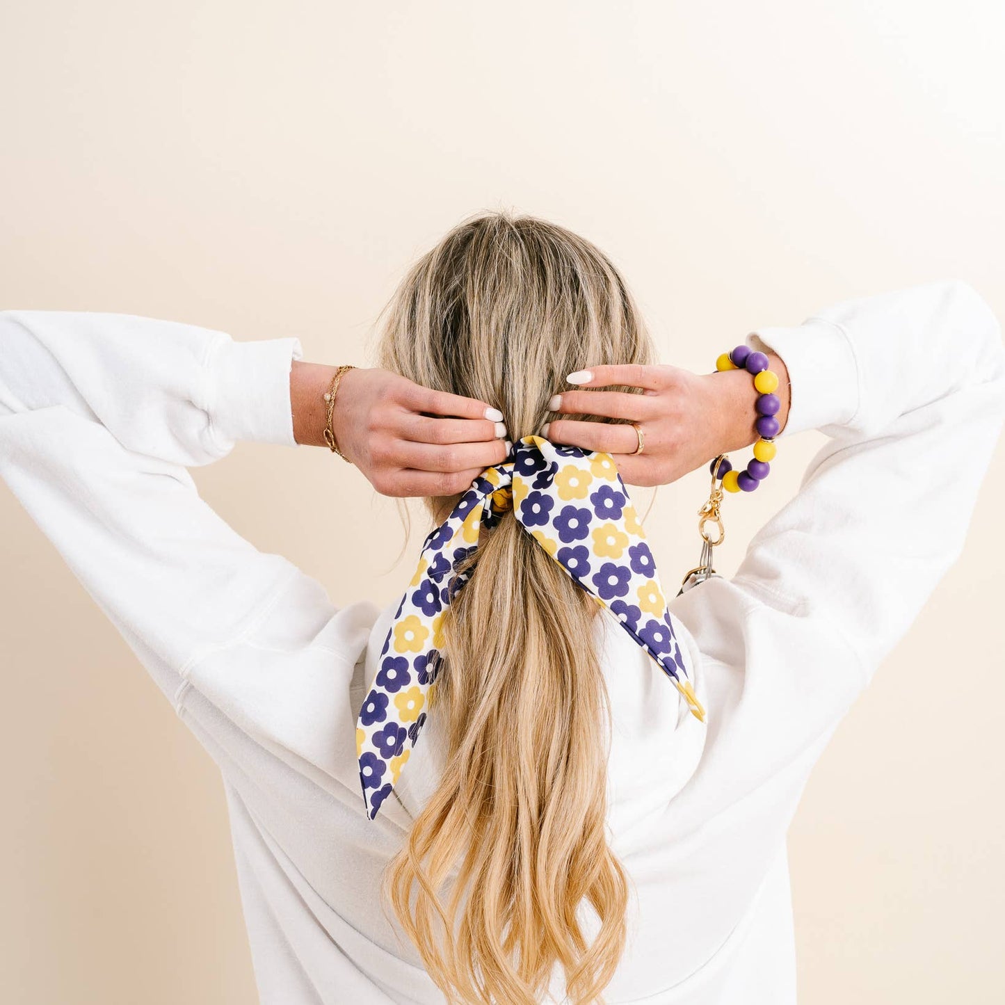 Floral Hair Scarf | Purple & Yellow